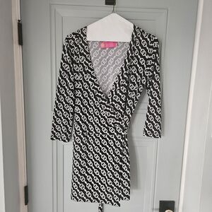 Macbeth Collection Black and White Wrap Romper